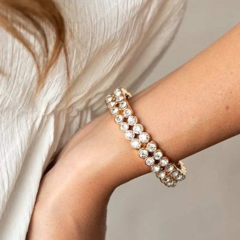 Bracelet, Gold, Rhinestones